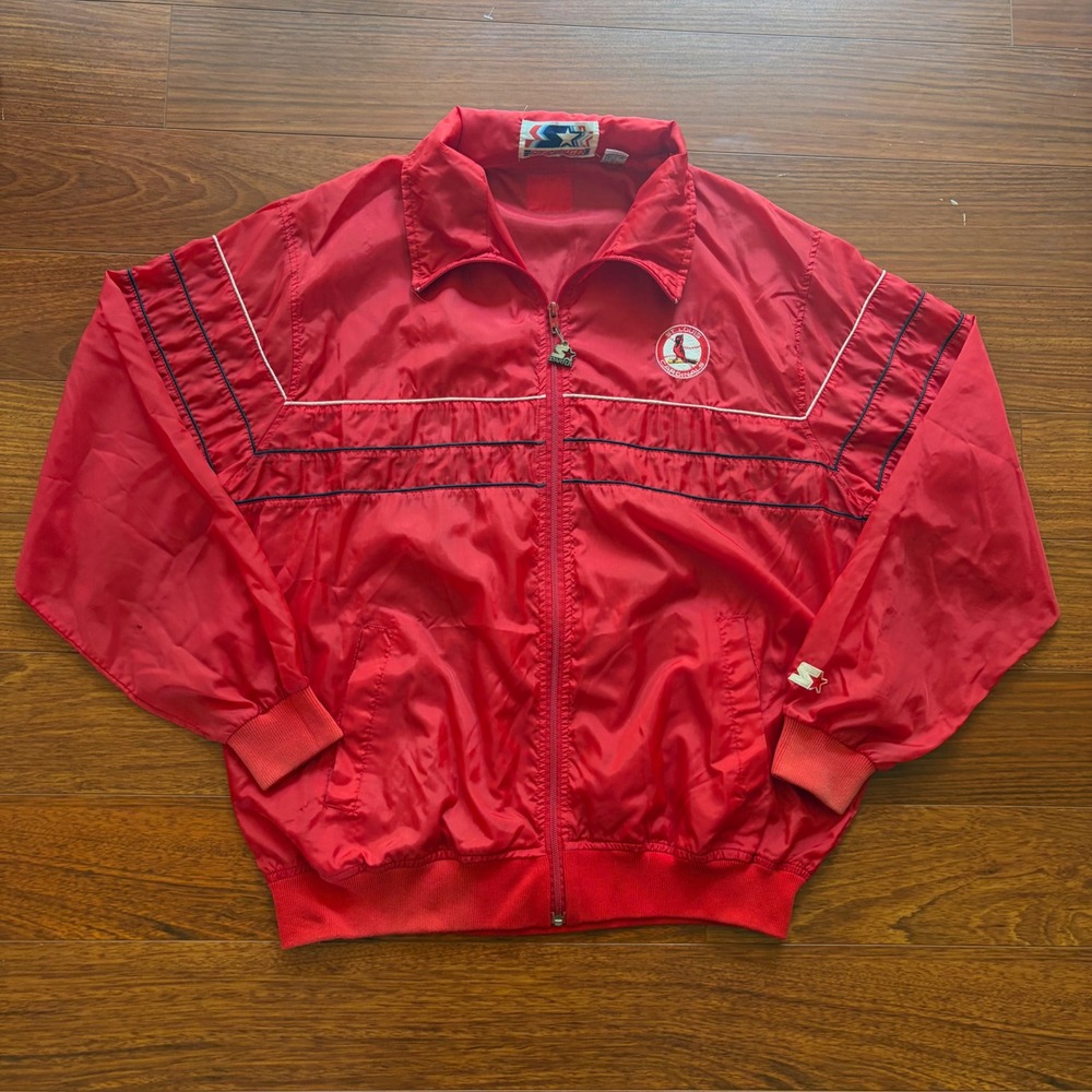 Vintage Starter St. Louis Cardinals MLB Nylon Windbreaker Full Zip Jacket Red XL